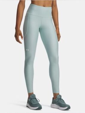 NWT Under Armour Tech HiRise Compression Leggings Shine Size XS Teal Blue 25”